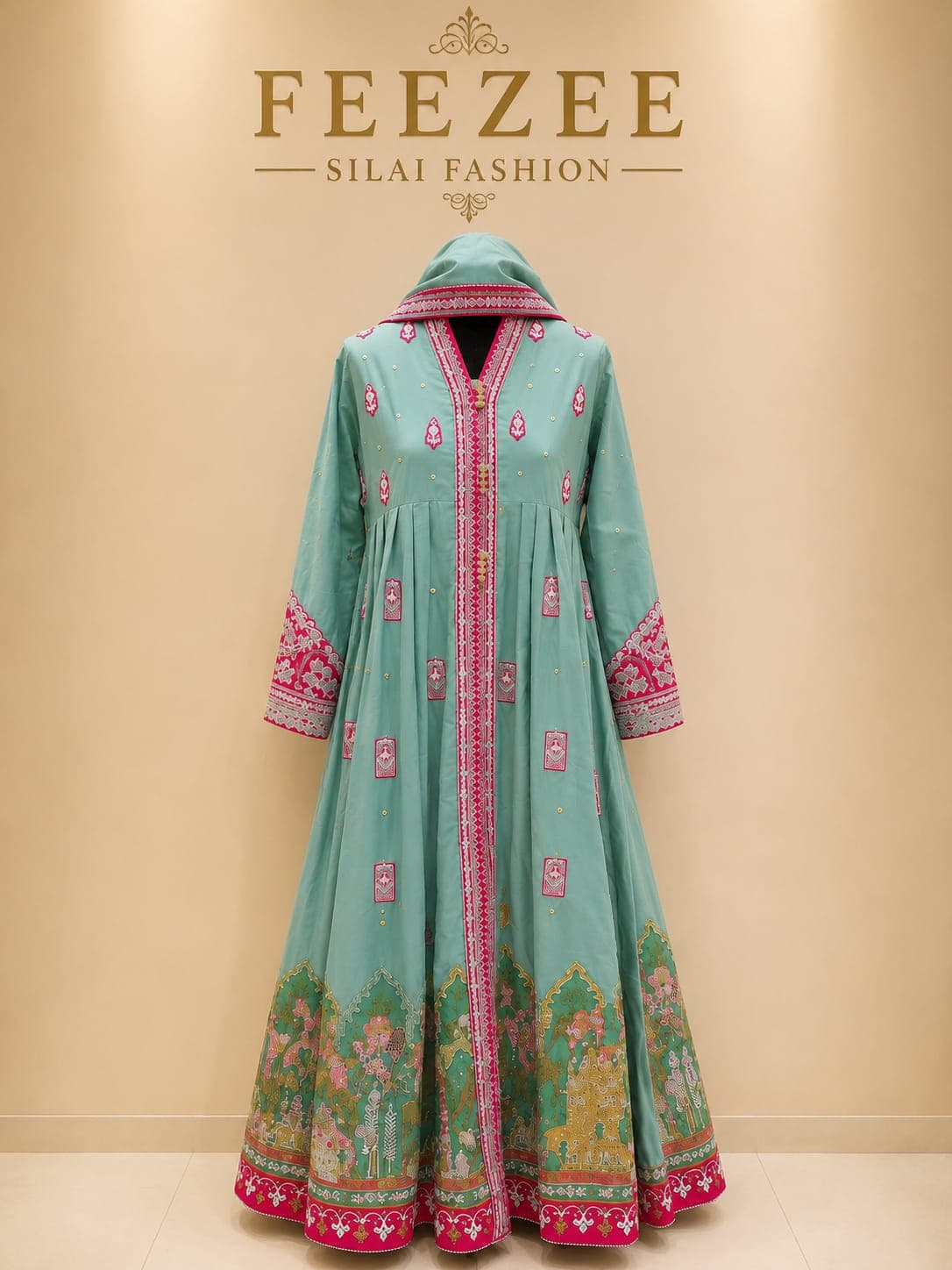 Teal anarkali, made to order
