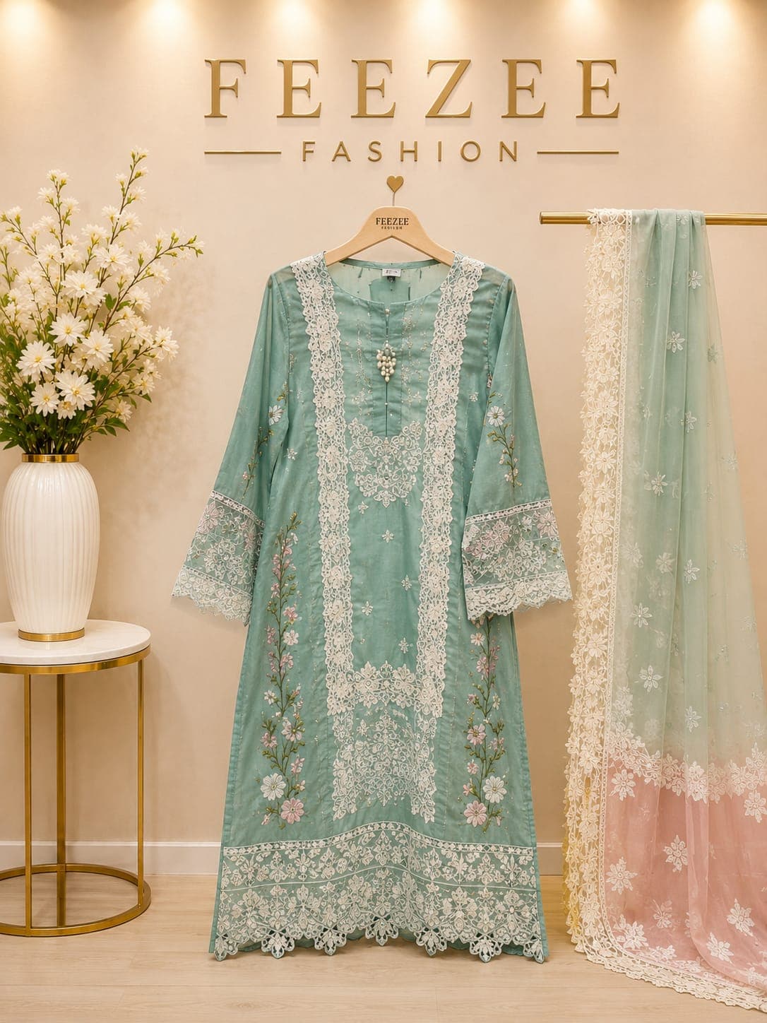Mehr Mint Chikankari